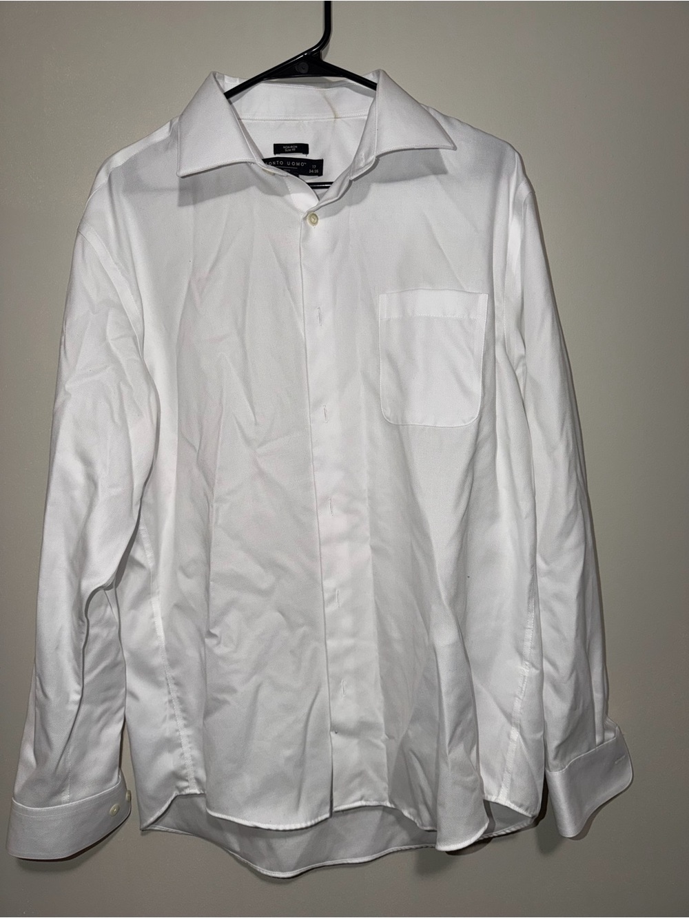 Pronto Uomo Slim Fit Dress Shirt Men’s 17 34/35 White Button Front